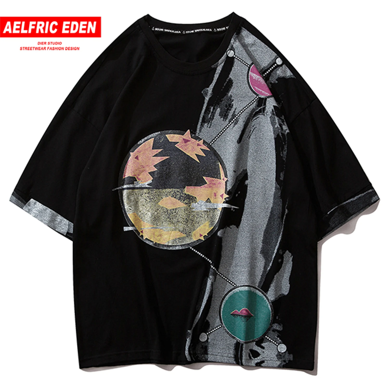 Хип Хоп Футболка с принтом планеты Мужская свободная футболка лето 2020 Harajuku