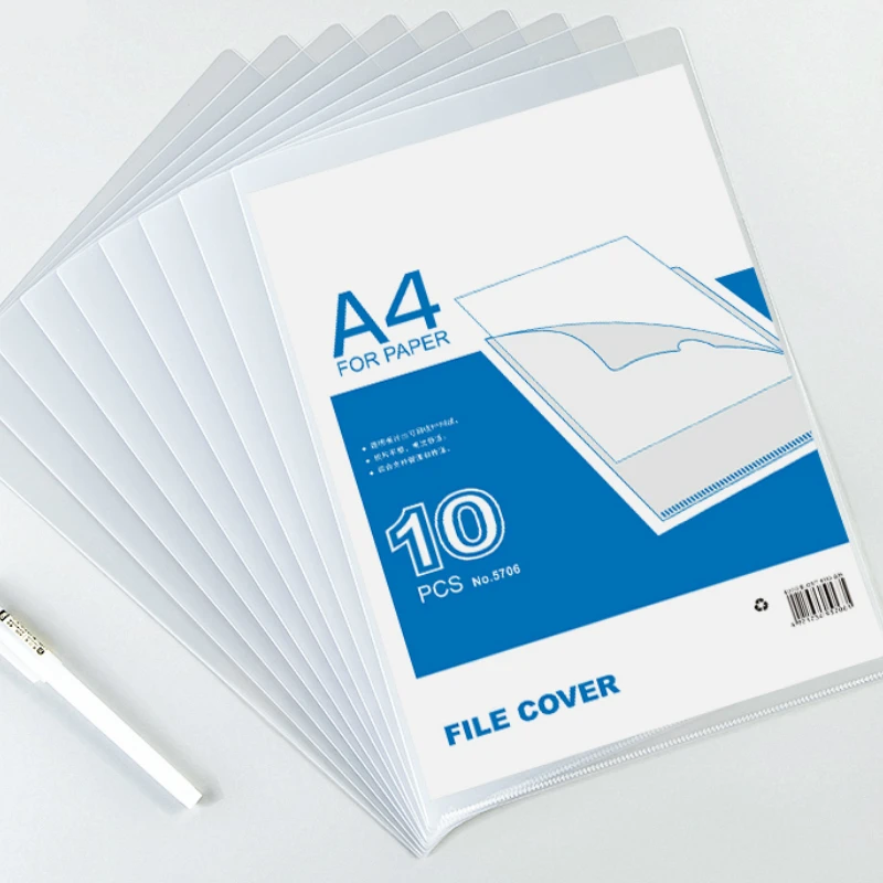 Single Clip Interstitial PP Transparent Documents Cover L-shape File Folder Bag Office Supplies Test Paper Protective Cover