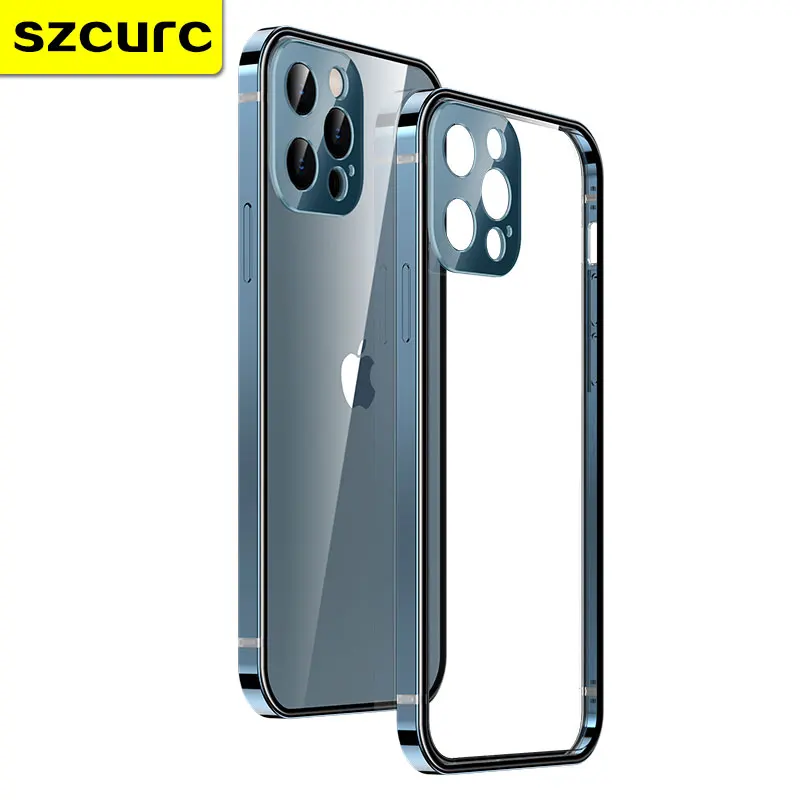 Funda protectora ultradelgada de acero inoxidable para iphone, carcasa de lujo de alta gama con lente todo incluido, antica&iacute;da, para modelos 13 Pro max y 12-5