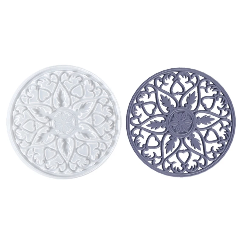 

T8DE Flower Pattern Placemat Epoxy Resin Mold Coaster Casting Silicone Mould DIY Crafts Cup Mat Home Decoration Making Tool