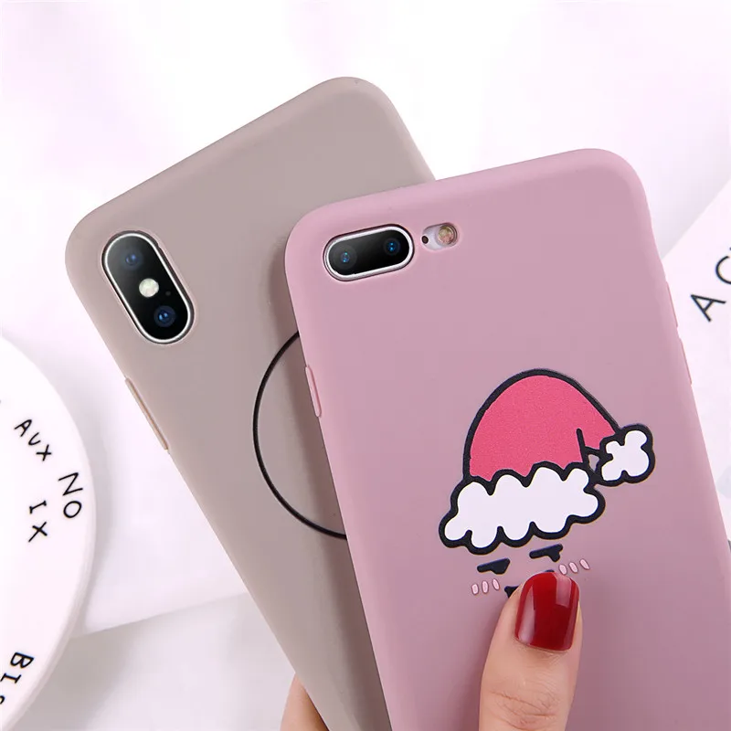 KJOEW Рождественская шапка с рисунком чехол для iPhone 7 телефона 8 6 6S Plus XR XS X Xs Max