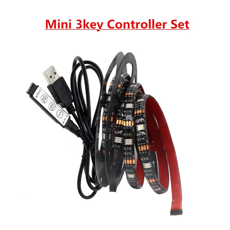 5 В USB Светодиодная лента 3 ключа 24key кабель питания гибкий светильник 50 см 1 м 2 SMD 5050