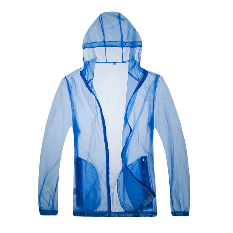 Color blue Открытый Велоспорт Джерси тонкое пальто с капюшоном УФ-стойкий Быстросохнущий солнцезащитный крем унисекс - Color: Color blue