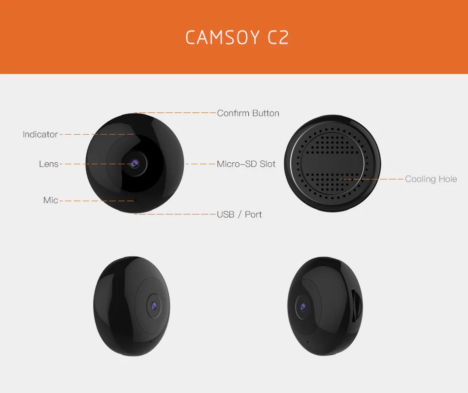 Мини HD WiFi камера Беспроводная портативная ip 2.0MP микро веб видеокамера