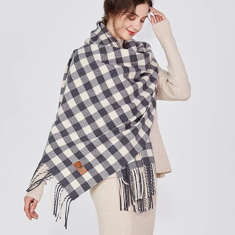 

Fall Winter 2019 Korean version cashmere double-sided checked children's scarf with a thick air conditioning Cloak,scarf women