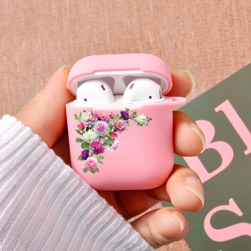 Прозрачный силиконовый чехол с цветами вишни и розы для Airpods 1 2 беспроводные Bluetooth