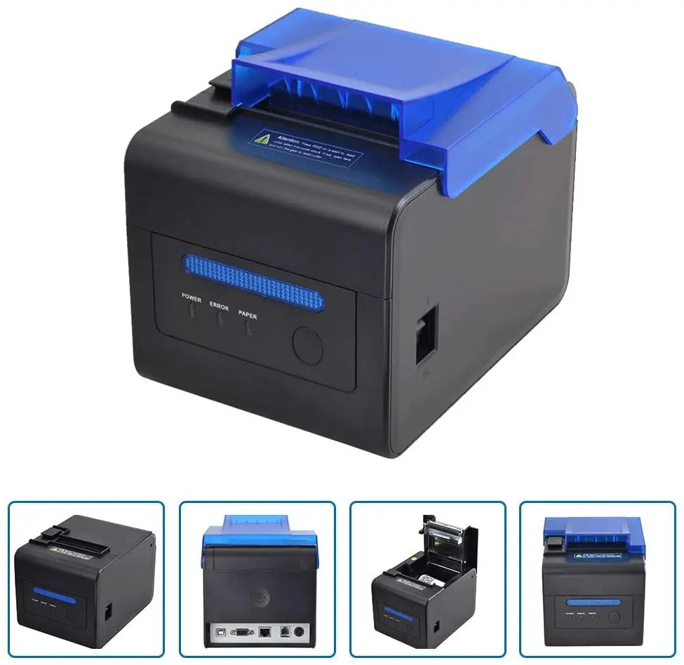

MUNBYN Kitchen Thermal POS Receipt Printer with Sound Beeping Alarm and Auto Cutter USB RS232 Serial LAN Port