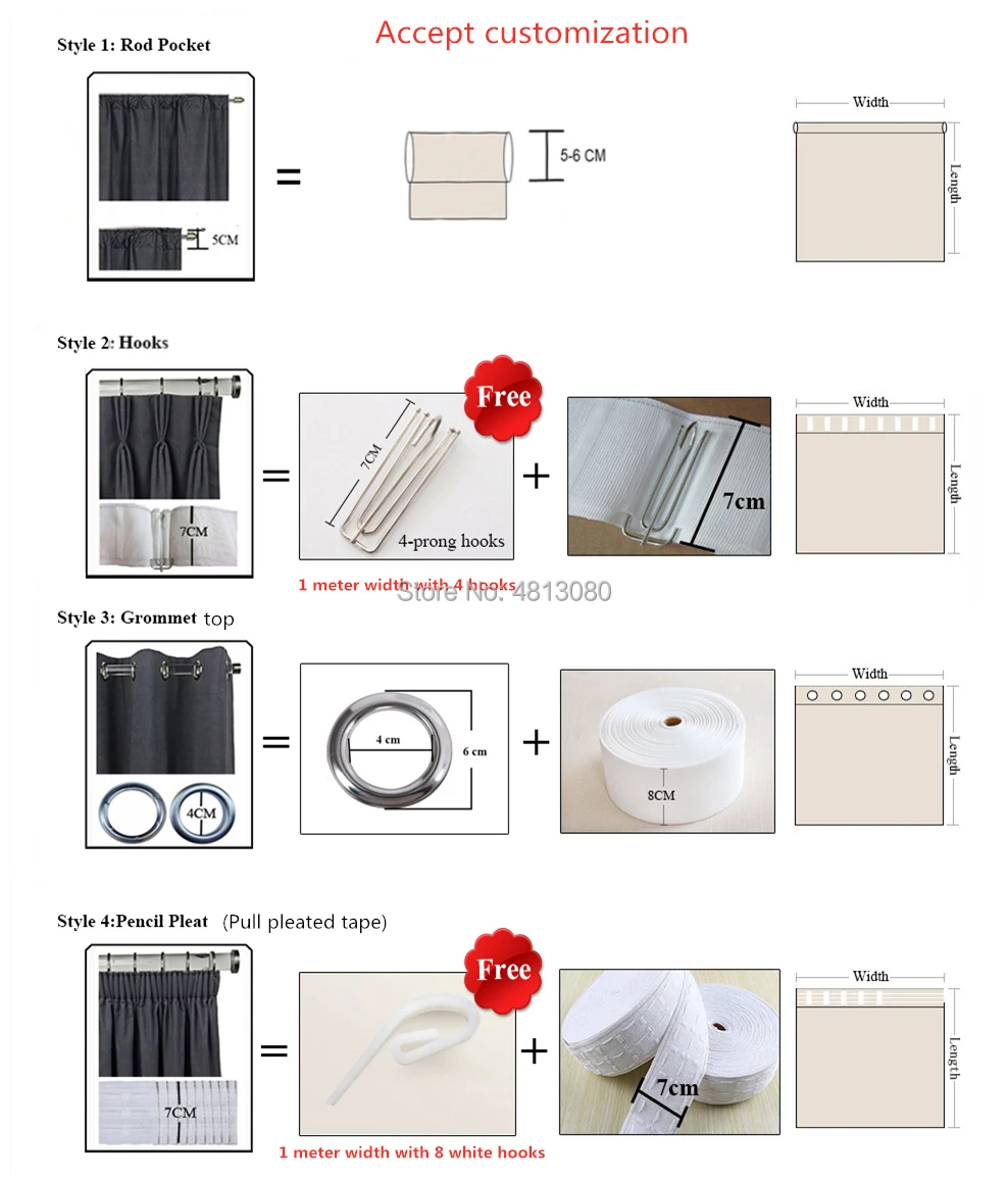 

Curtain: 0.63 Meter Width, 1.6 Meter Height, 2 Pieces Curtain: 1.25 Meter Width, 1.6 Meter Height, 3 Pieces