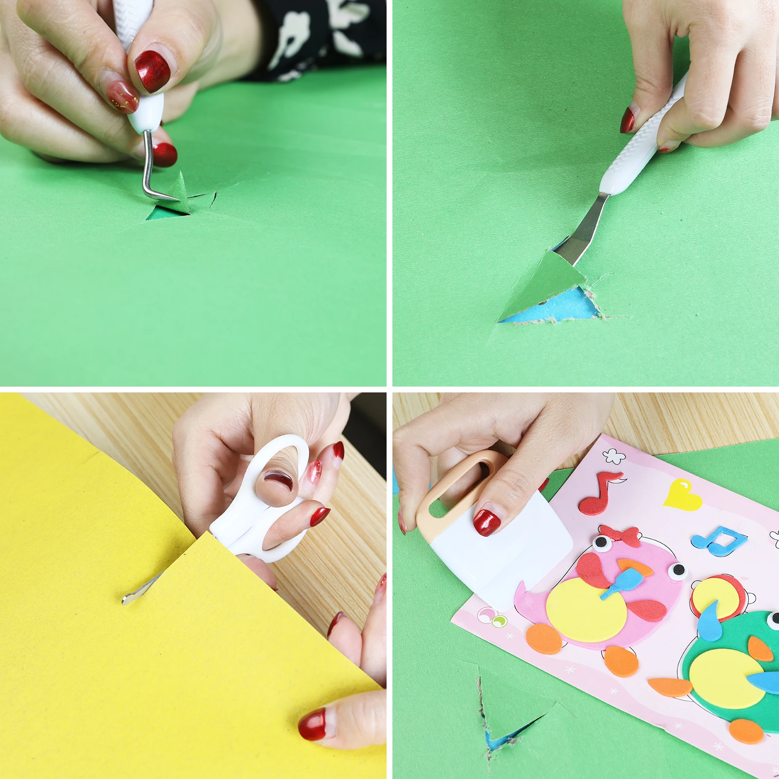 Conjunto de herramientas de deshierbe de vinilo para tallado de arte, Set de 6 piezas para manualidades, con silueta en relieve, herramienta de escritura, cartulina, Kit de herramientas b&aacute;sicas-4
