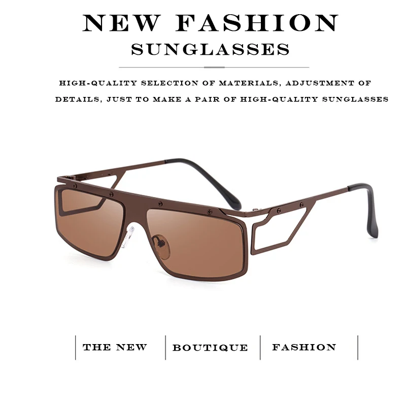 

2021 New Style Steampunk Sunglasses Women Fashion Square Frame Glasses Tide Individuality All Sides Decorate Lentes De Sol Mujer