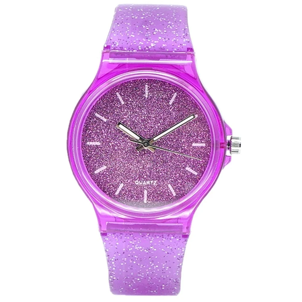 Силиконовые прозрачные блестящие женские часы с пластиковым ремешком лидер