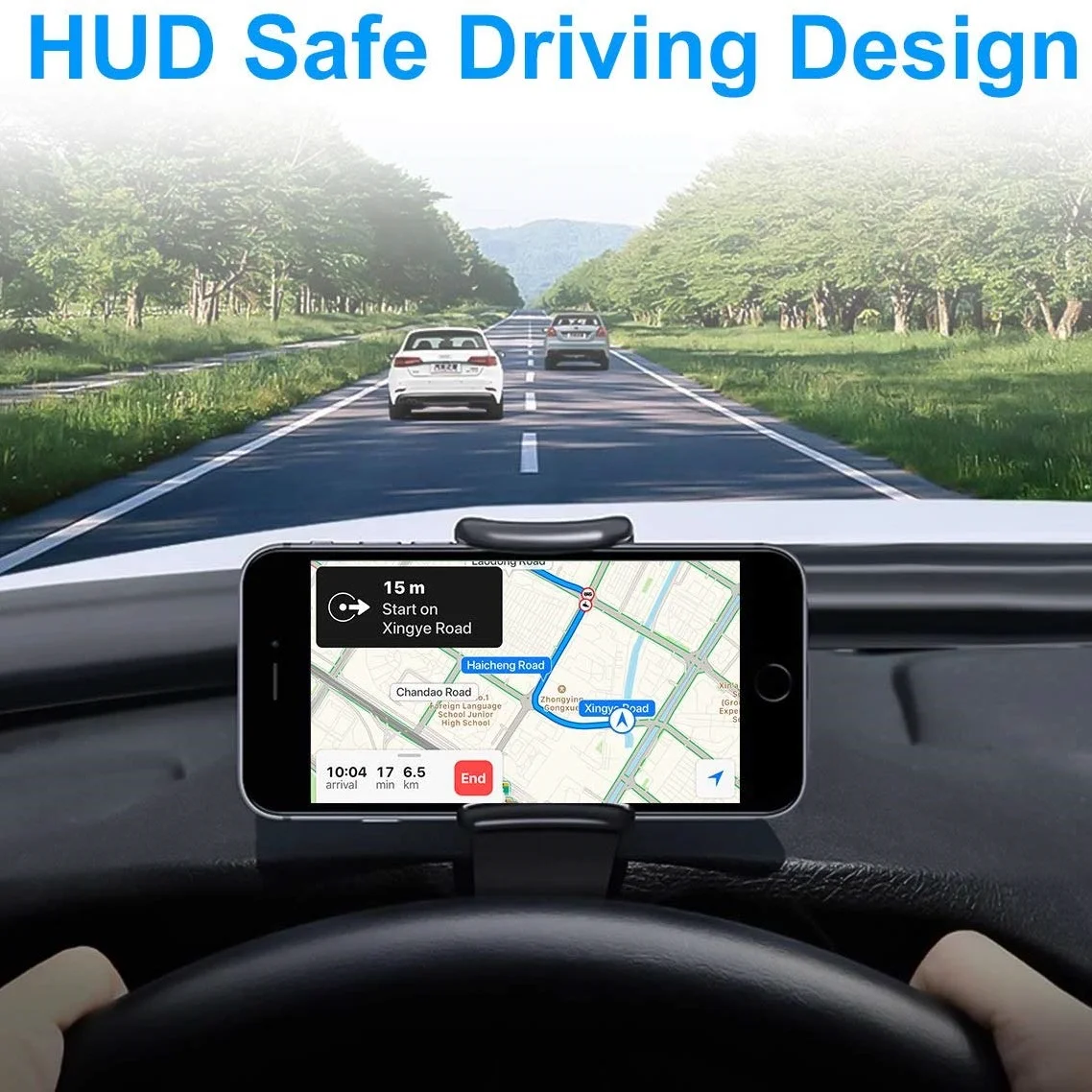 Tongdaytech HUD автомобильная подставка для телефона с регулируемым зажимом, Мягкий Нескользящий 6,5 дюймовый Кронштейн для мобильного телефона для iPhone, samsung, huawei