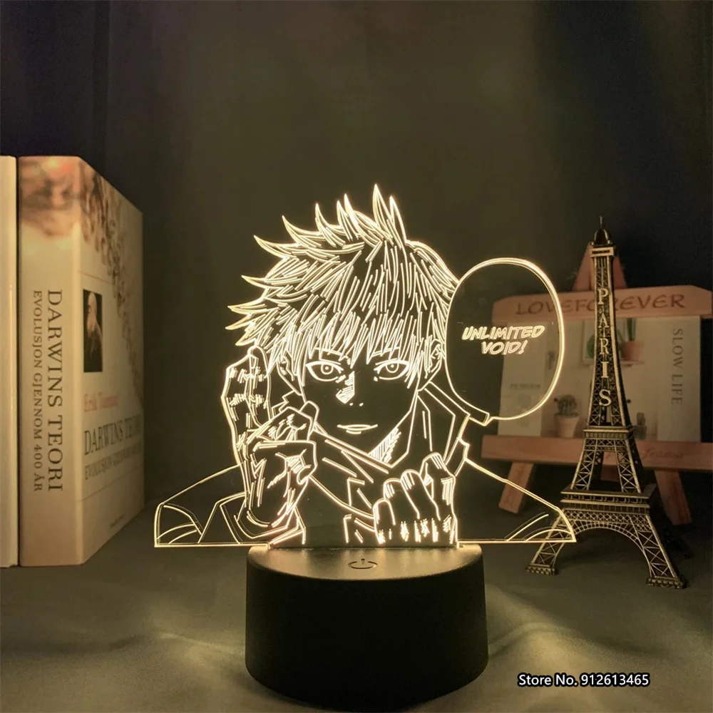 

3d японская анимация Jujusu Kaisen Satoru Gojo рисунок светодиодный ночсветильник украшение для спальни праздничный подарок на день рождения