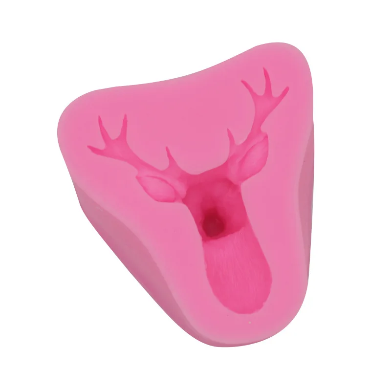 

1PC Three-dimensional deer head and antler decoration chocolate DIY cake mold baking tool food liquid silicone mold B024