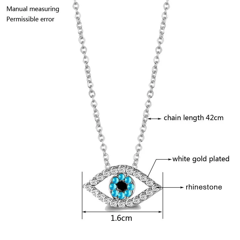 

SINLEERY Fashion Charm Luck Turkey Blue Evil Eye Blue Rhinestone Eye Choker Necklace For Women White Gold Color Chain XL656 SSG