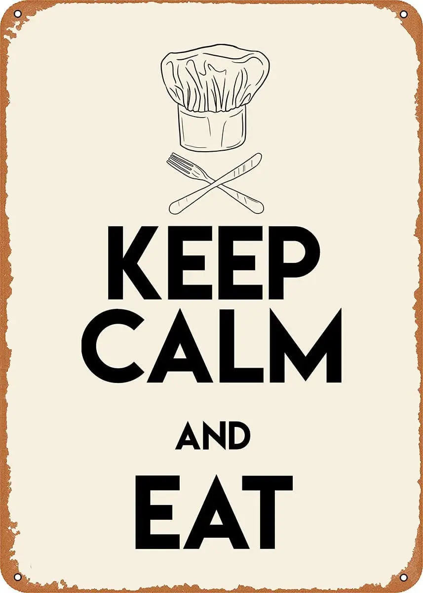 

Keep Calm and Eat Chef Hat Vintage Look Metal Sign Patent Art Prints Retro Gift 8x12 Inch