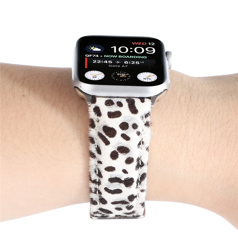 

Fashion Plush Leather Strap for Apple Watch Band Series 6 SE 5 4 3 Leopard Print Belt for iWatch 40mm 44mm 38mm 42mm Bracelet