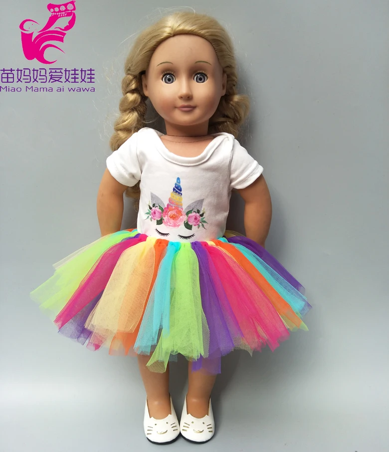 Комплект одежды для куклы на 43 см платье-пачка с единорогом новорожденных