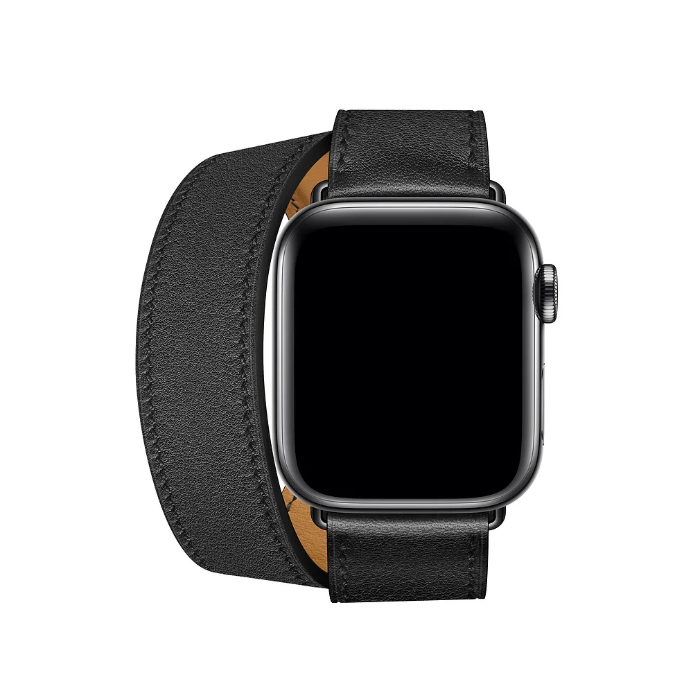 Noir Black Buckle Кожаный двойной тур петля Напульсники браслет ремешок разноцветные ремешок для наручных часов для Apple Watch Series 5/4/3/2 40 мм/44 мм/38 мм/42 - Цвет ремешка: Noir Black Buckle