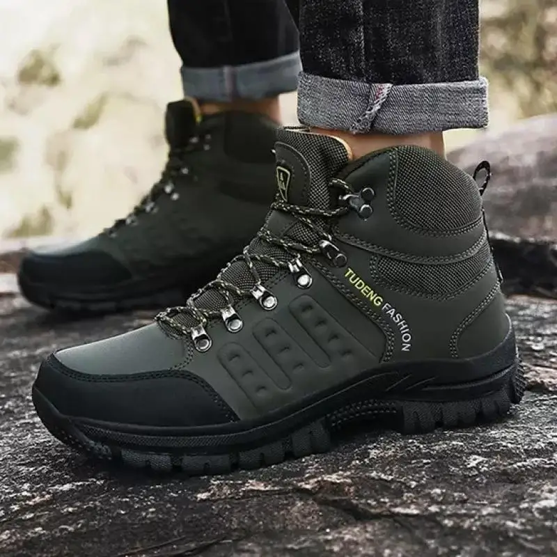 Зимние теплые мужские ботинки для снега модные уличные походные кроссовки