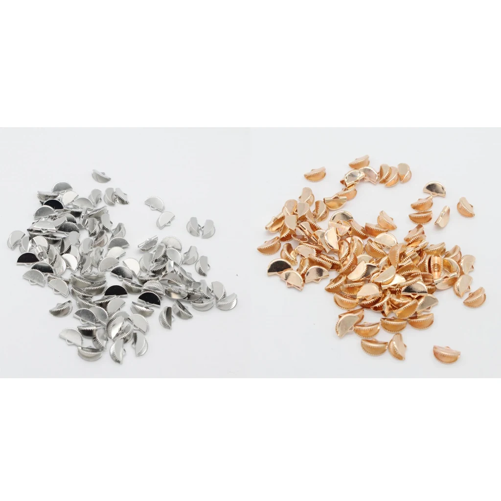 

100Pcs Sector Shape Jewelry Clasp Hooks DIY Ribbon Necklace Cord Crimp Ends