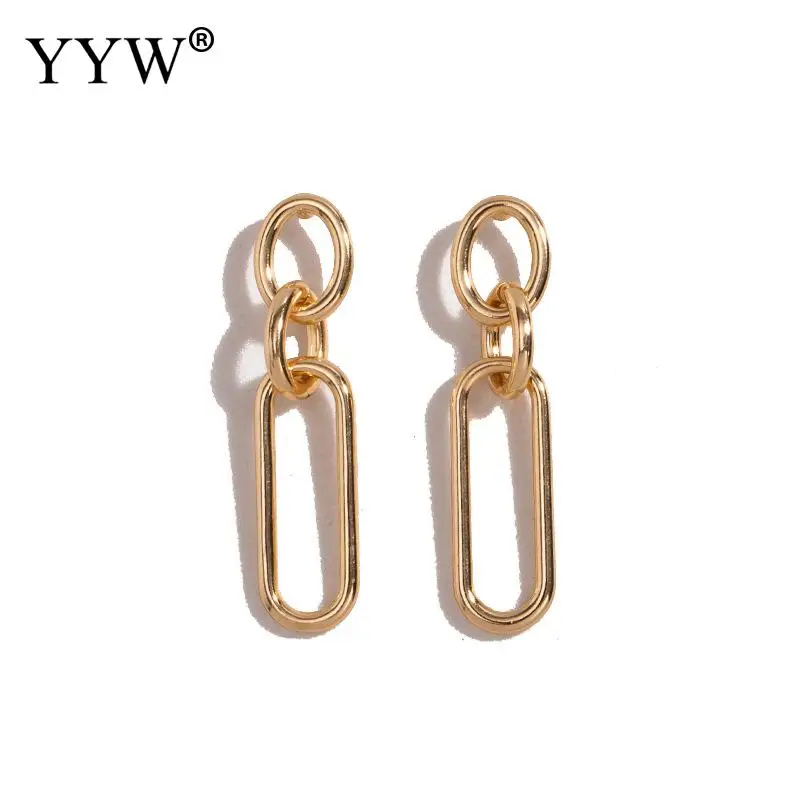 

Metal Oval Ring Chain Earrings Retro Long Earrings Vintage All-Match Fashion Earrings For Female Daily Wear Or Matching