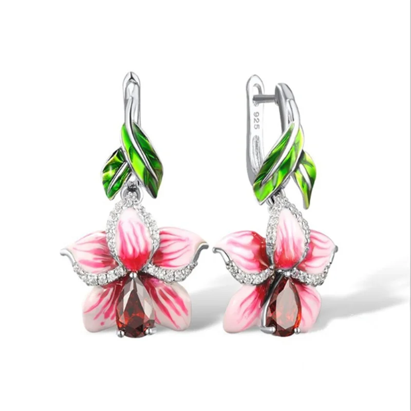 

Fashion Exquisite Luxury Flower Zircon Earrings Women for Women Wedding Engagement Jewelry Party Accessories Gifts Wholesale