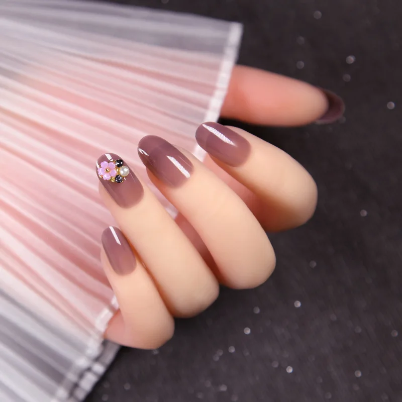 Съемные накладные ногти рука 24 шт./кор. современные летние прозрачные