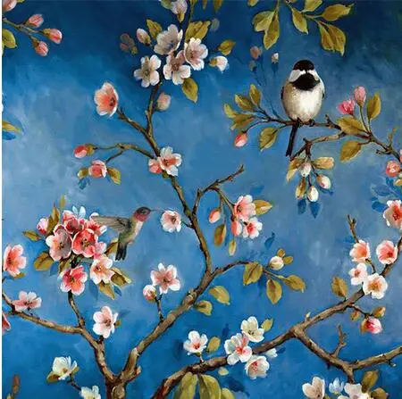 

4style Choose Chinese Style Abstract Flower Bird Art Print Silk Poster Wall Decor