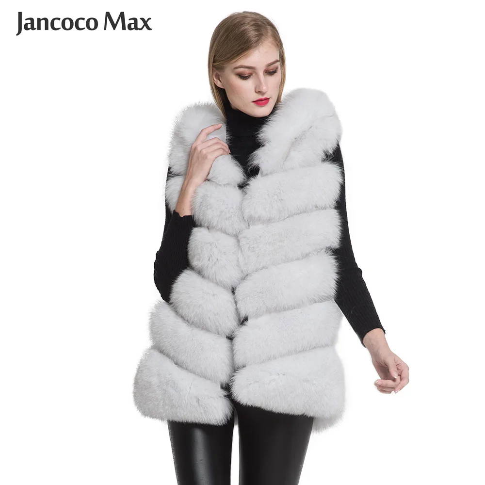 Jancoco Max новая зимняя женская обувь из натурального Лисьего меха с капюшоном жилет