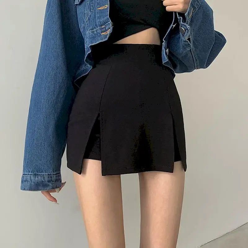 

Women Shorts Suit Culottes Black High-waisted Splits Thin All-match Summer 2022 Skinny Elegant Chic Grunge Female Solid Shorts
