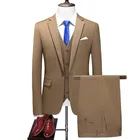 2021 деловой мужской костюм, однотонный пиджак на 1 пуговице, брюки, смокинг для свадьбы, мужской костюм-тройка, мужские облегающие пиджаки, комплекты с брюками и жилетом
