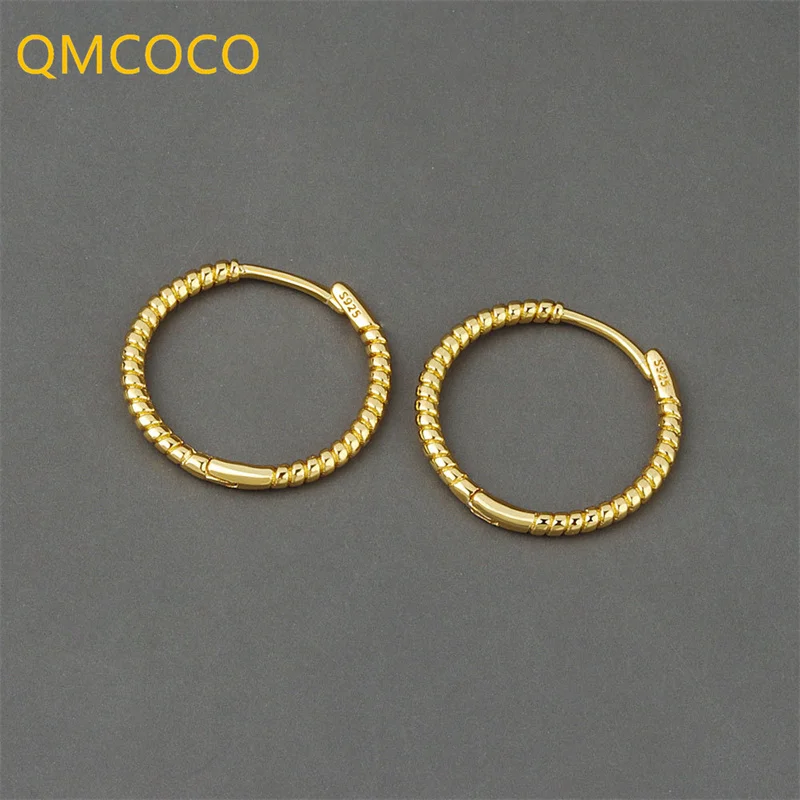 

QMCOCO Twist Circle Earrings Simple Temperament Ear Bone Button Ear Stud Silver Color Elegance Women Party Jewelry Accessories