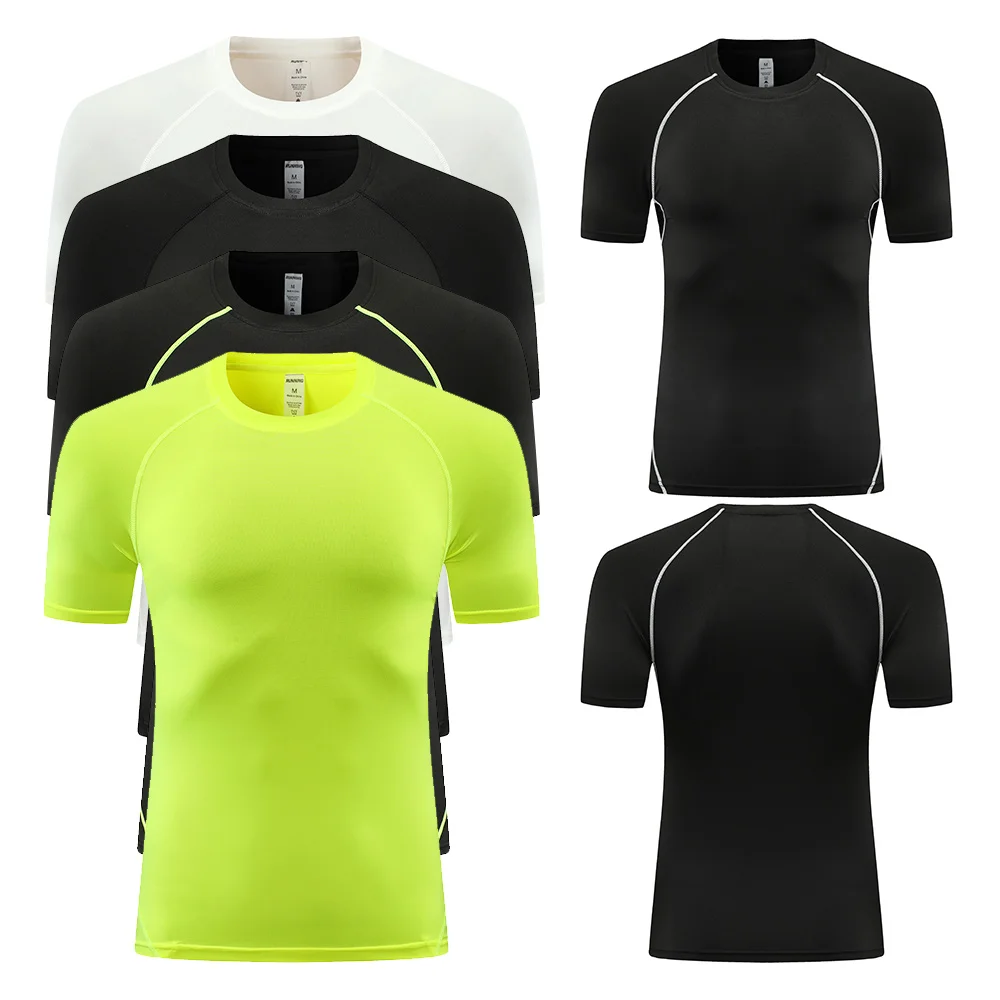 

Summer Men's Quick Dry Compression Shirt Fitness Short Sleeve Running Gym Clothing Football Sport Tight T Shirt Training Men