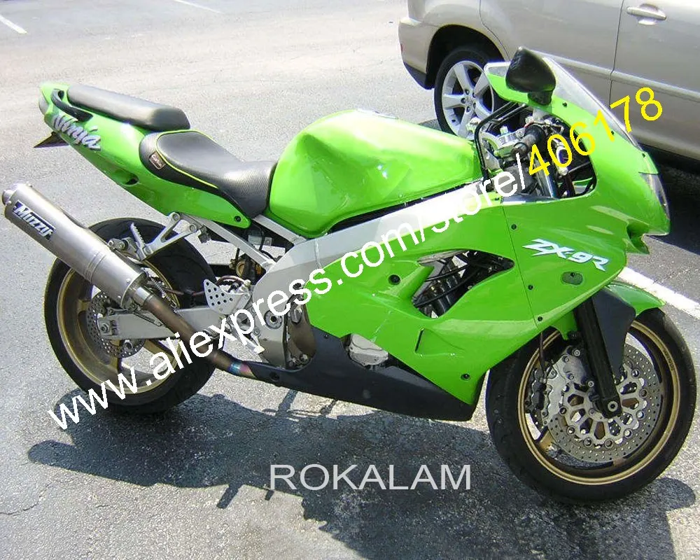 Обтекатель комплект для Kawasaki Ninja ZX9R 98-99 ZX 9R ZX-9R 98 99 1998 1999 цвета: зеленый черный кузов