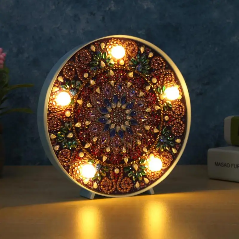 Мандала DIY Специальная форма полная дрель алмазная живопись светодиодный светильник ночные лампы декоративный светильник для спальни ночник домашний стол Декор