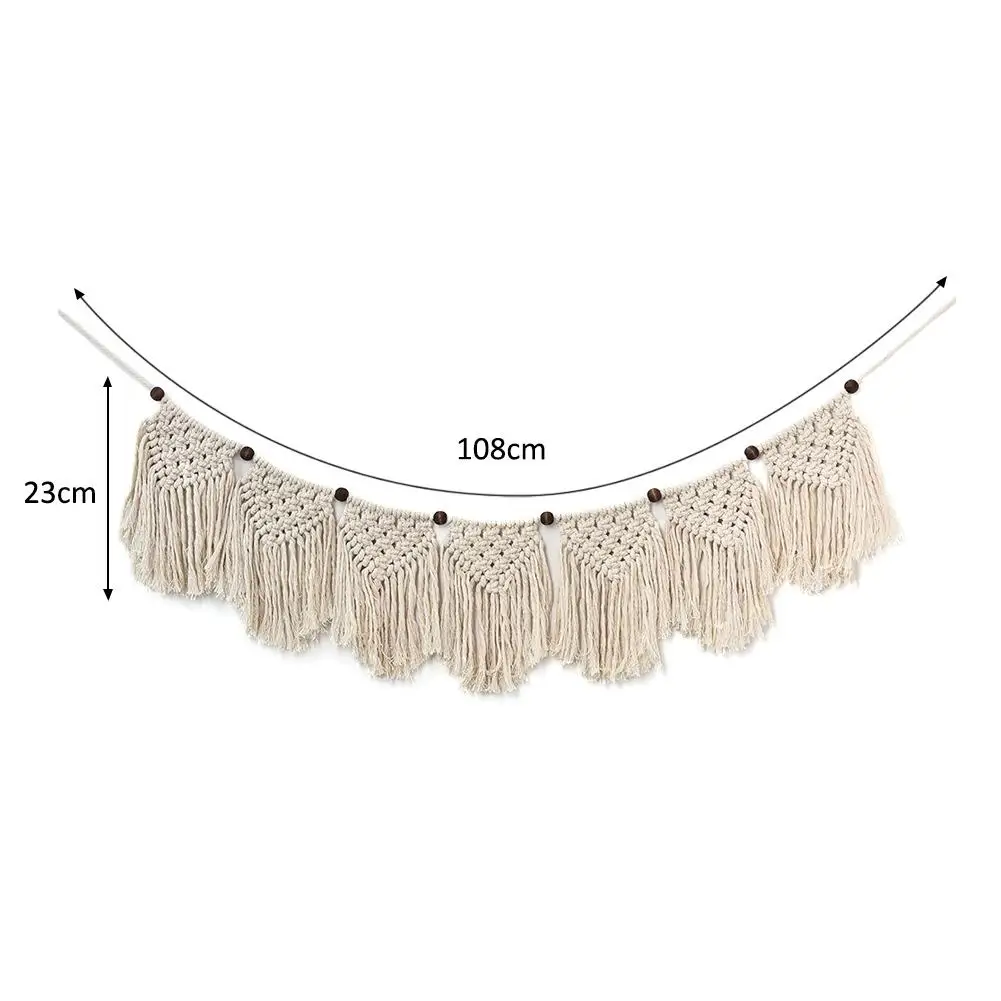 

Handmade Woven Cotton Rope Wall Decoration Primary Color Background Ornaments For Home Bedroom Wedding