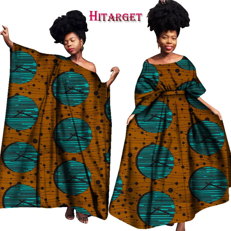 Винтажные африканские платья для женщин Bazin Riche Kanga одежда большой халат Vestidos Dashiki Африканские Восковые платья с принтом Одежда WY1701 - Цвет: Серебристый