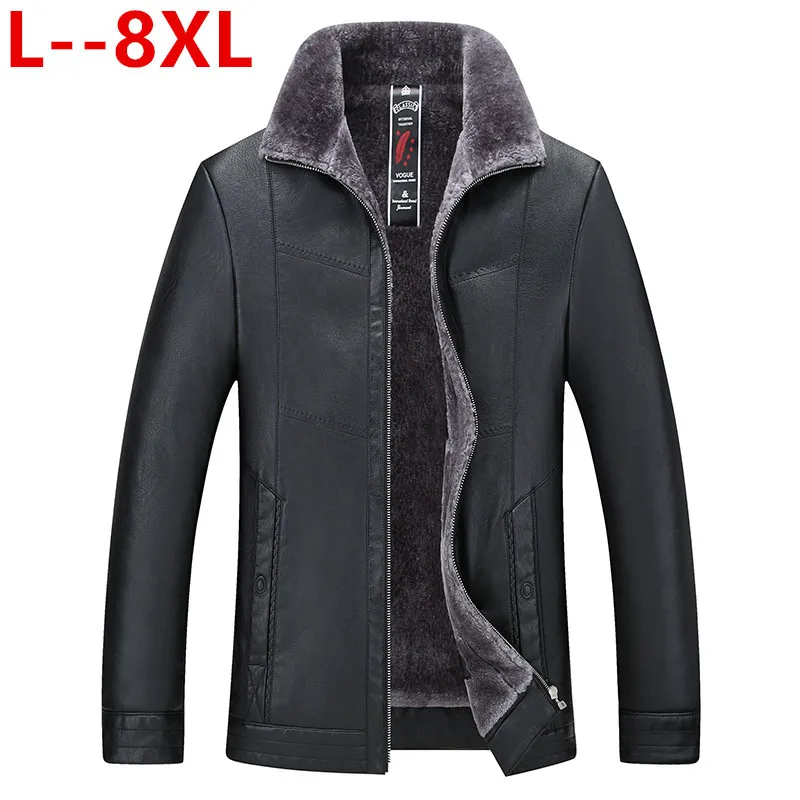 Большие размеры 8XL 6XL 5XL 4XL новая зимняя мотоциклетная мужская кожаная куртка