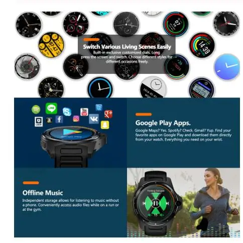 Сенсорный экран для Zeblaze THOR 5 relogio zeblaze Thor 4 pro reloj 2 ГБ + 16 умные часы камеры 8 Мп |