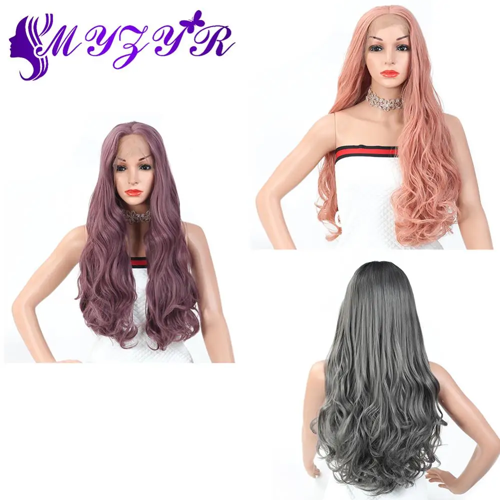 ZYR парики волнистые 13X3 фронтальные средний пробор высокая температура волокно