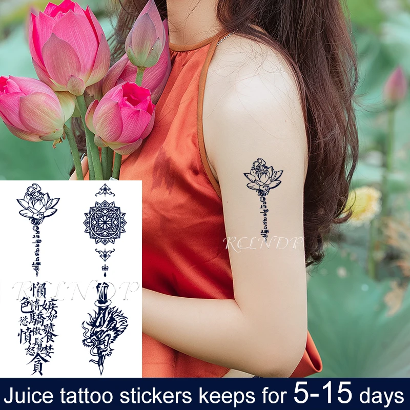 

Waterproof Temporary Juice Tattoo Sticker Personality Totem Line Design Flash Tatoo Fake Tatto Body Art for Men Women
