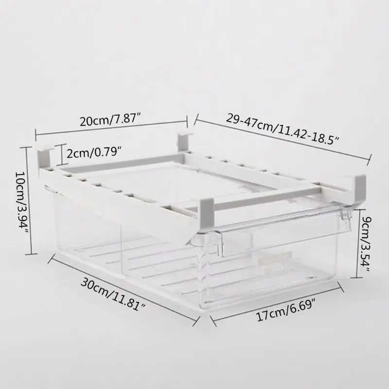 

Kitchen Fridge Freezer Space Saver Organizer Drawer Refrigerator Storage Box Rack Slide Shelf Holder