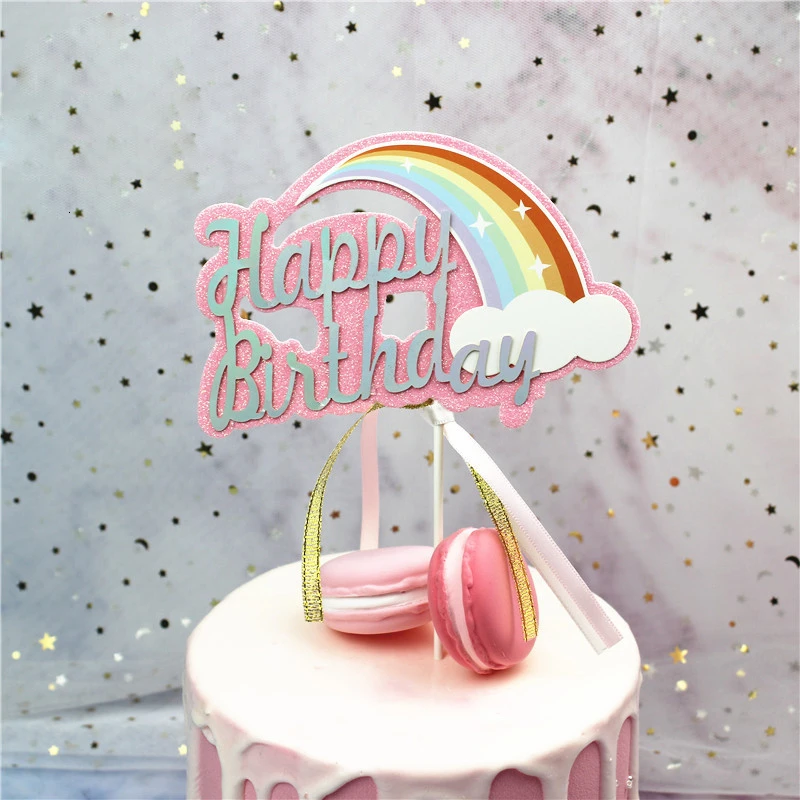 1 шт. Блестящий Топпер для торта С Днем Рождения радужные топы кексов детского