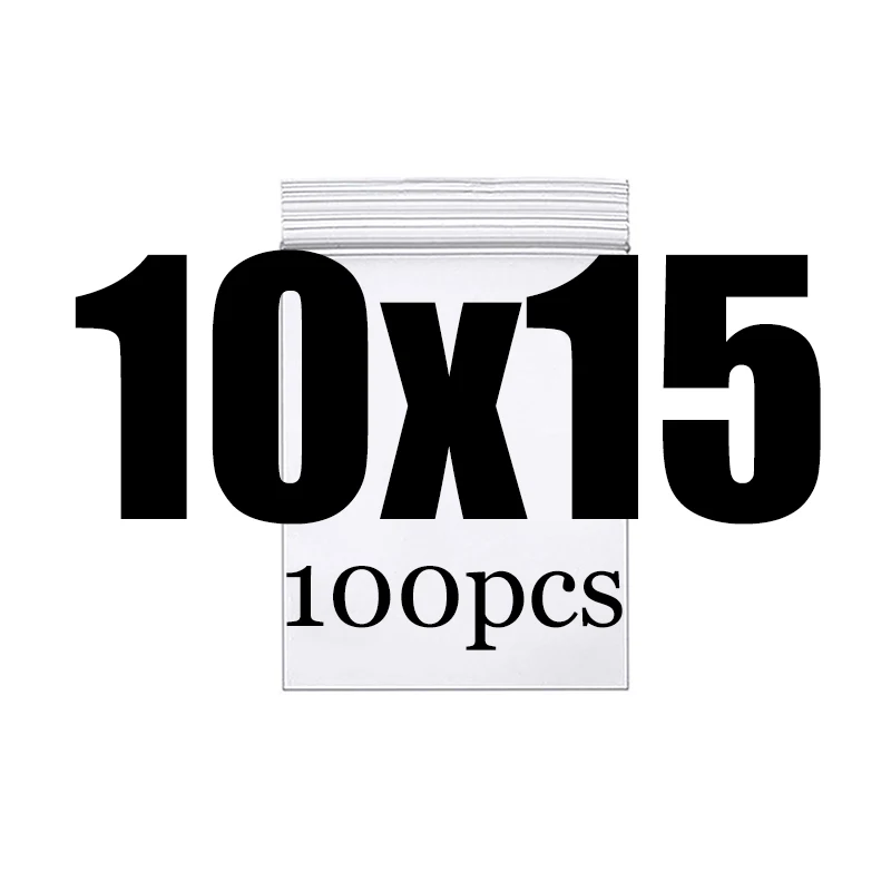 10x15CM 100PCS Высококлассные толстые прозрачные пакеты на молнии с застежкой-молнией, пищевая посылка, сумка для хранения, прозрачная пластиковая маленькая упаковочная полиэтиленовая сумка на молнии - Цвет: 10x15CM 100PCS