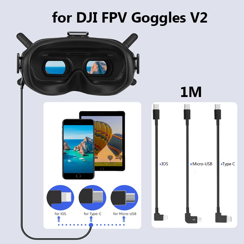 Кабель для передачи данных DJI FPV Goggles V2 кабель с Micro-USB Type-C телефонов и планшетов IOS -