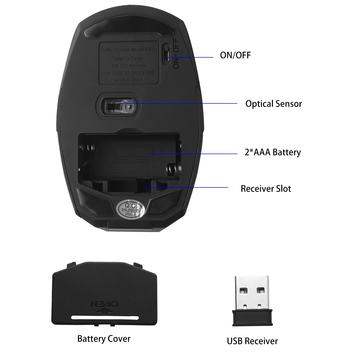 Мышь компьютерная беспроводная 2 4G оптическая Бесшумная игровая USB мышь с