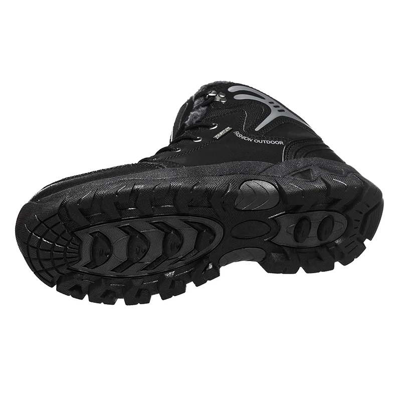 Brand Winter Men's Boots Warm Snow High Quality Leather Waterproof Men Sneakers Outdoor Hiking Work Shoes | Обувь