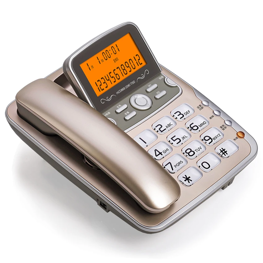 corded phone landline with large screen flip backlight auto ip call transfer desktop telephone for office home gold white free global shipping