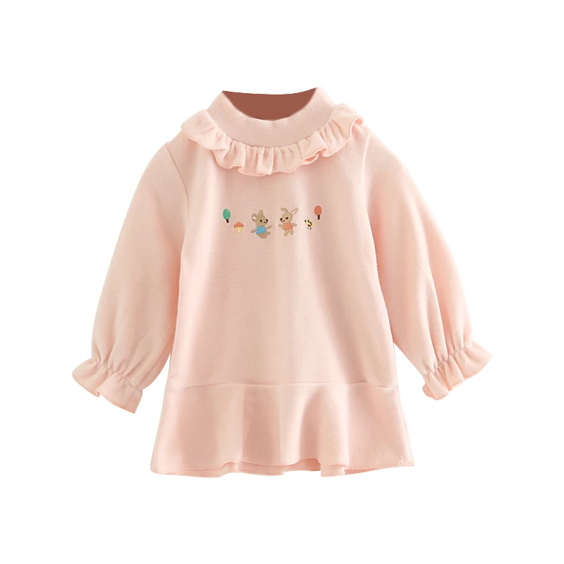 Платье для девочек Сезон осень-зима Теплое бархатное платье принцессы с вышивкой